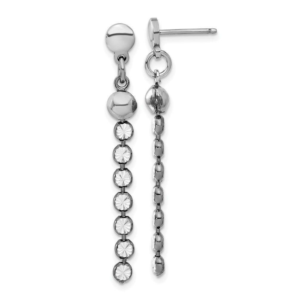 SS and Ruthenium-plated Diamond-cut Post Dangle Earrings