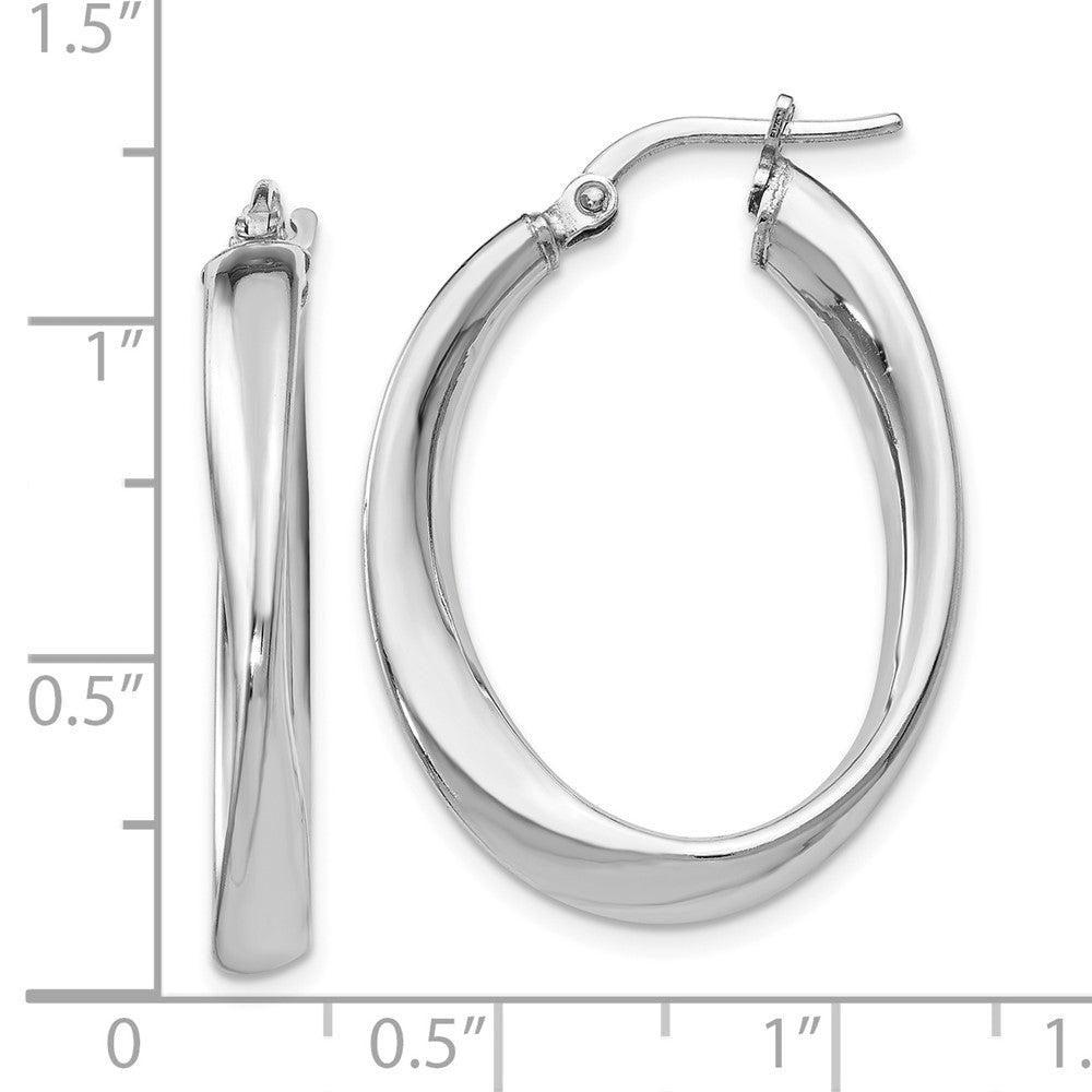 Sterling Silver Polished Twisted Oval Hoop Earrings