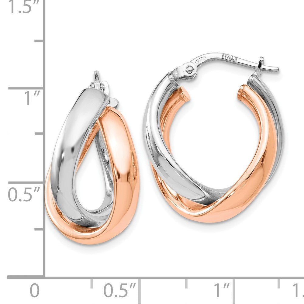 Sterling Silver Rose Gold-plated Double Hoop Earrings