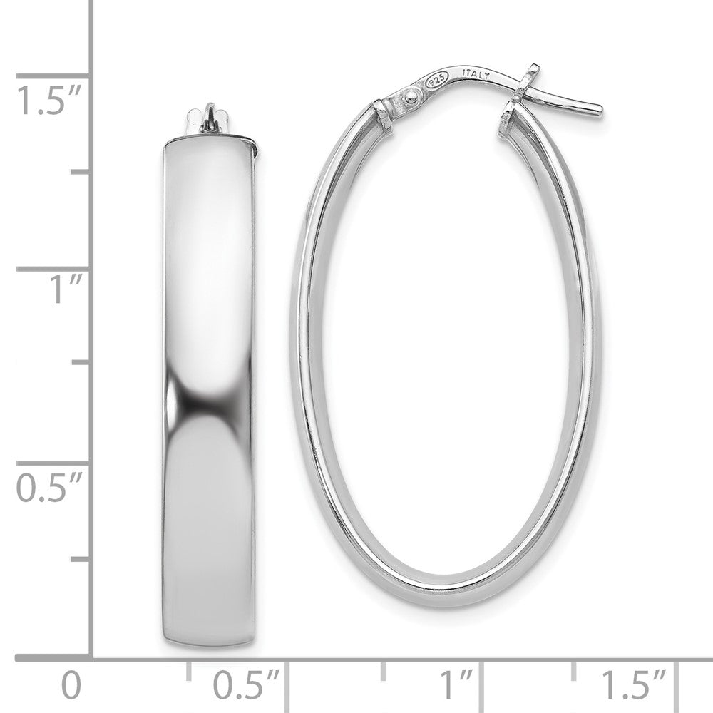 Sterling Silver Polished Oval Hinged Hoop Earrings