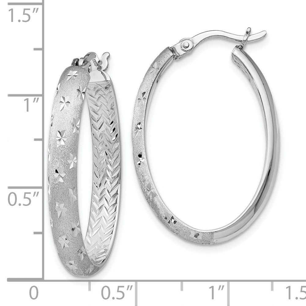 Sterling Silver Rhodium In/Out D/C Oval Earrings
