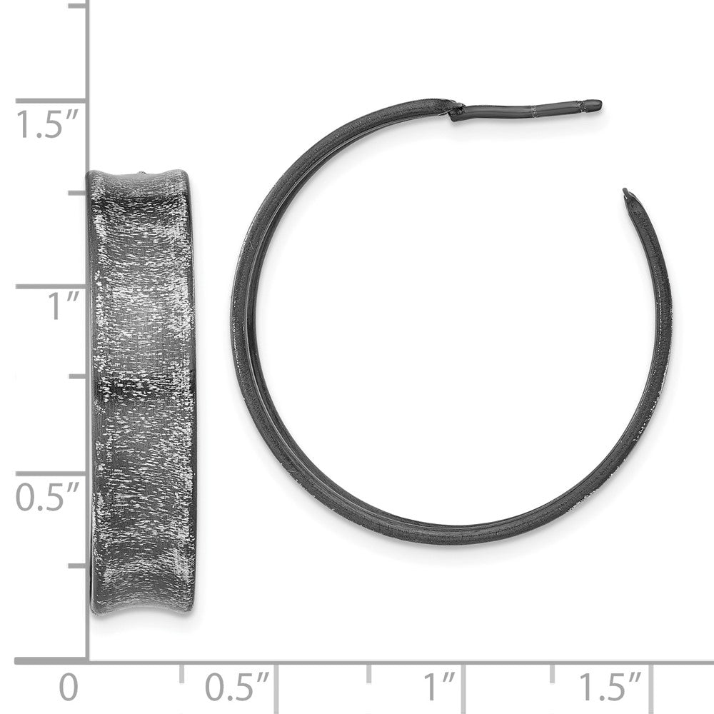Sterling Silver Ruthenium-plated Post Hoop Earrings