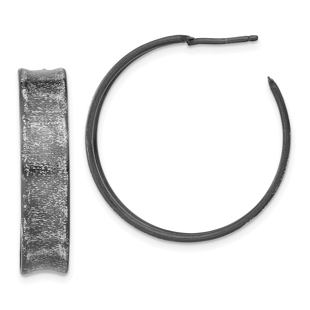 Sterling Silver Ruthenium-plated Post Hoop Earrings