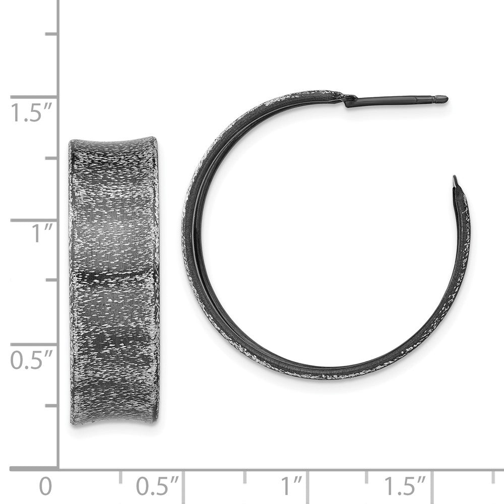 Sterling Silver Ruthenium-plated Post Hoop Earrings