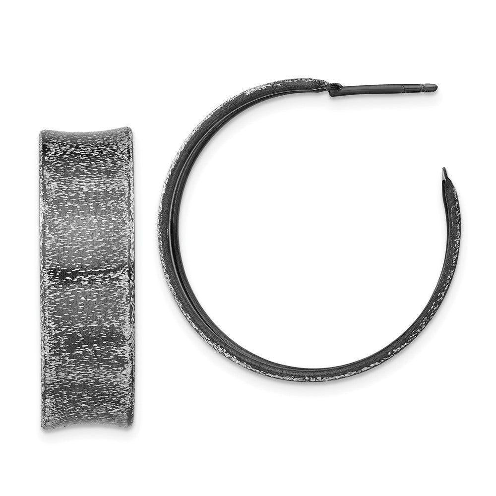 Sterling Silver Ruthenium-plated Post Hoop Earrings
