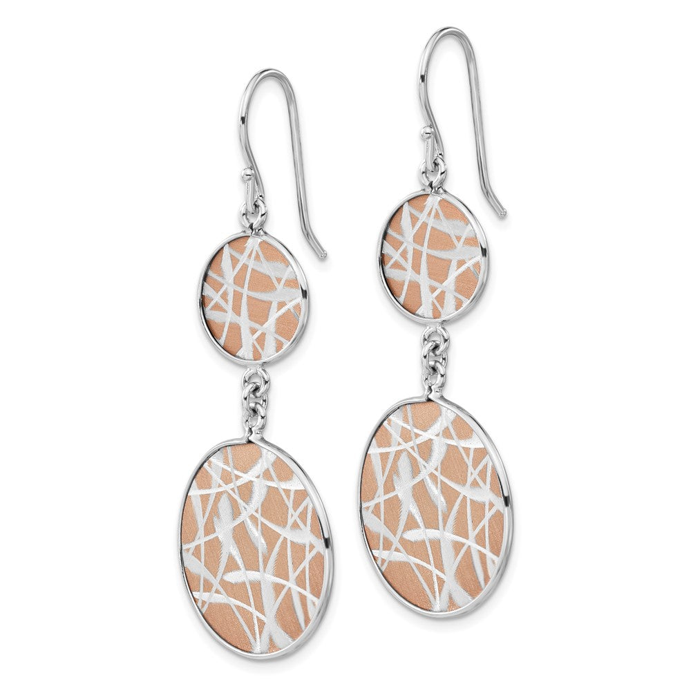 SS Rose Gold-plated Laser Design & Satin Circles Dangle Earrings