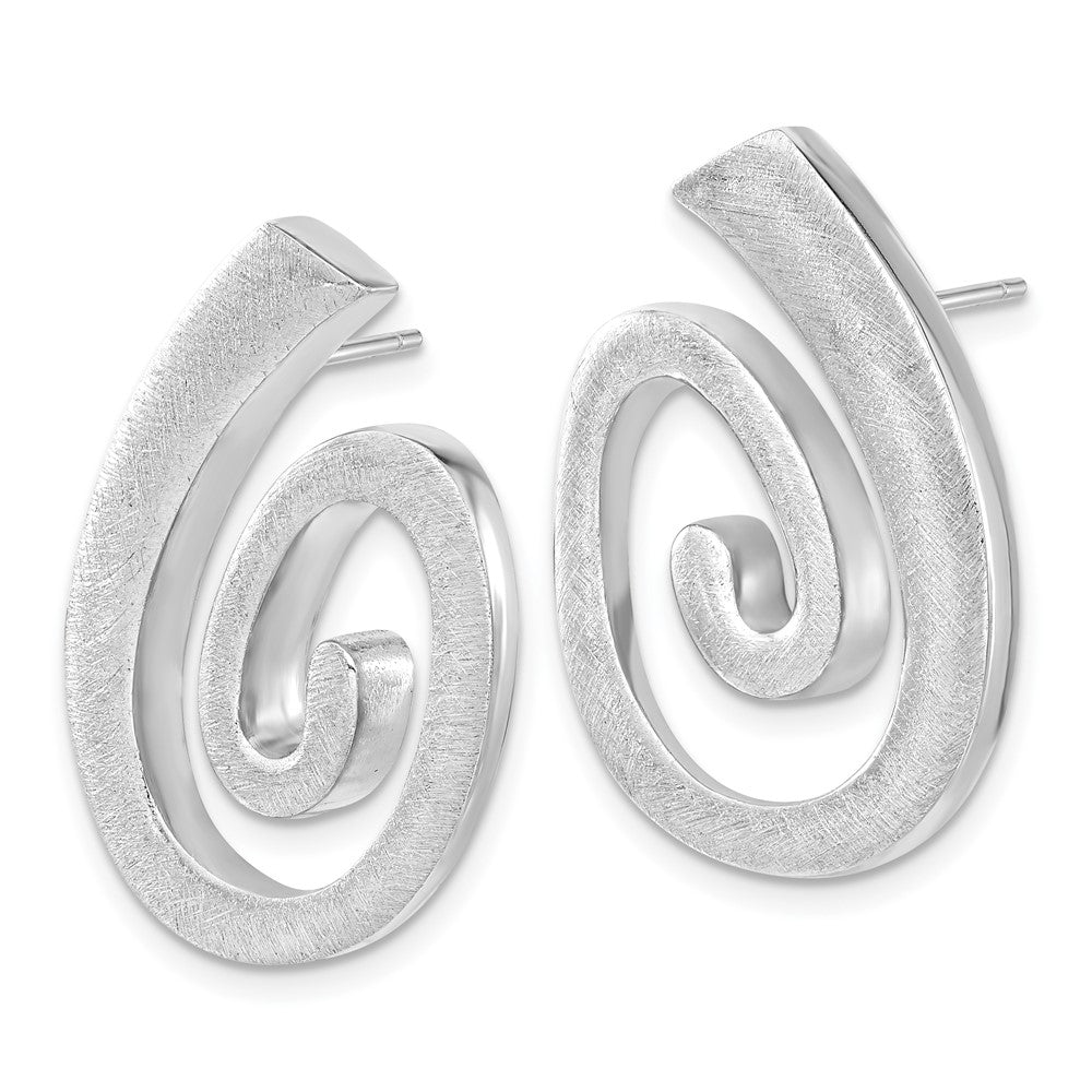 Sterling Silver Polished & Textured Swirl Post Dangle Earrings