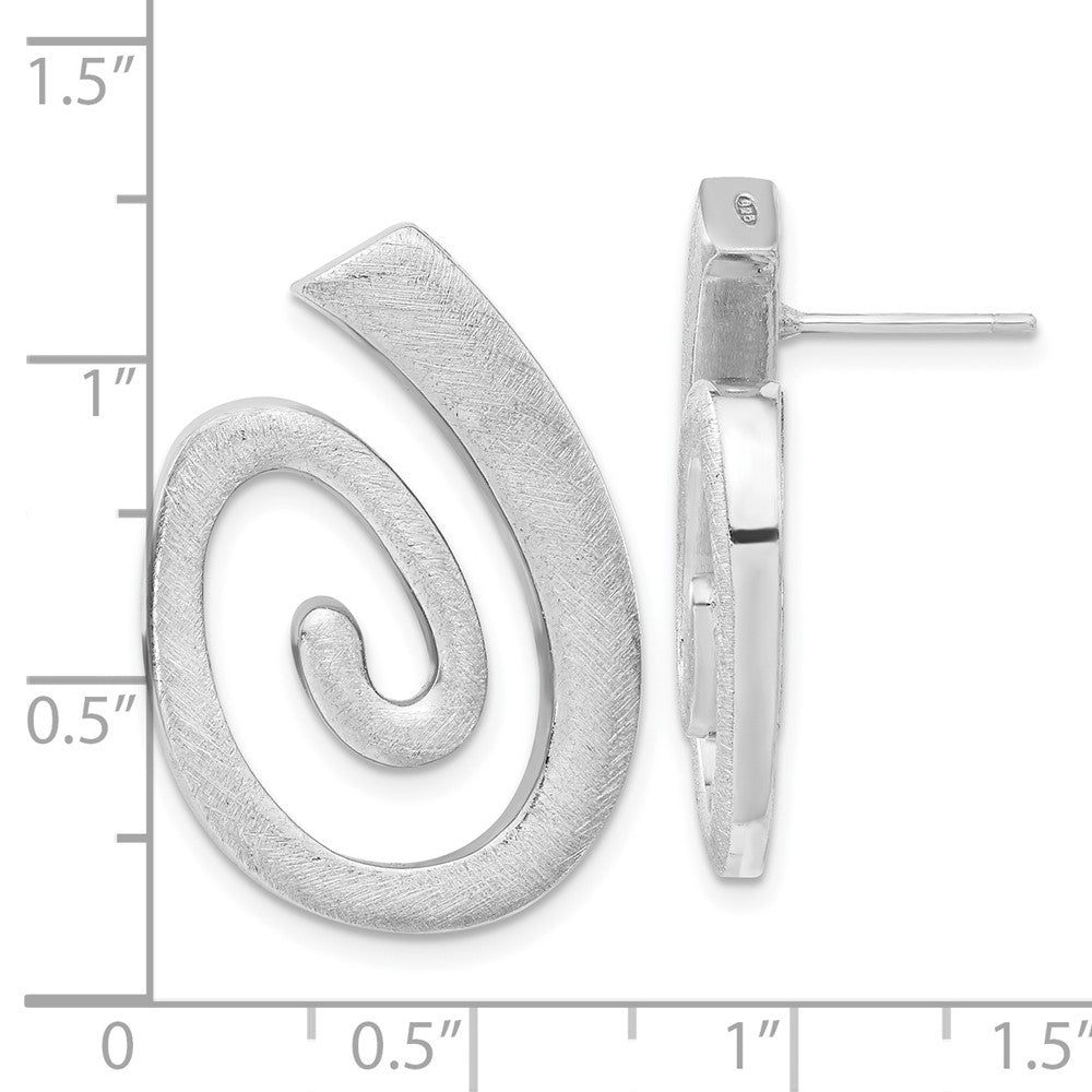 Sterling Silver Polished & Textured Swirl Post Dangle Earrings