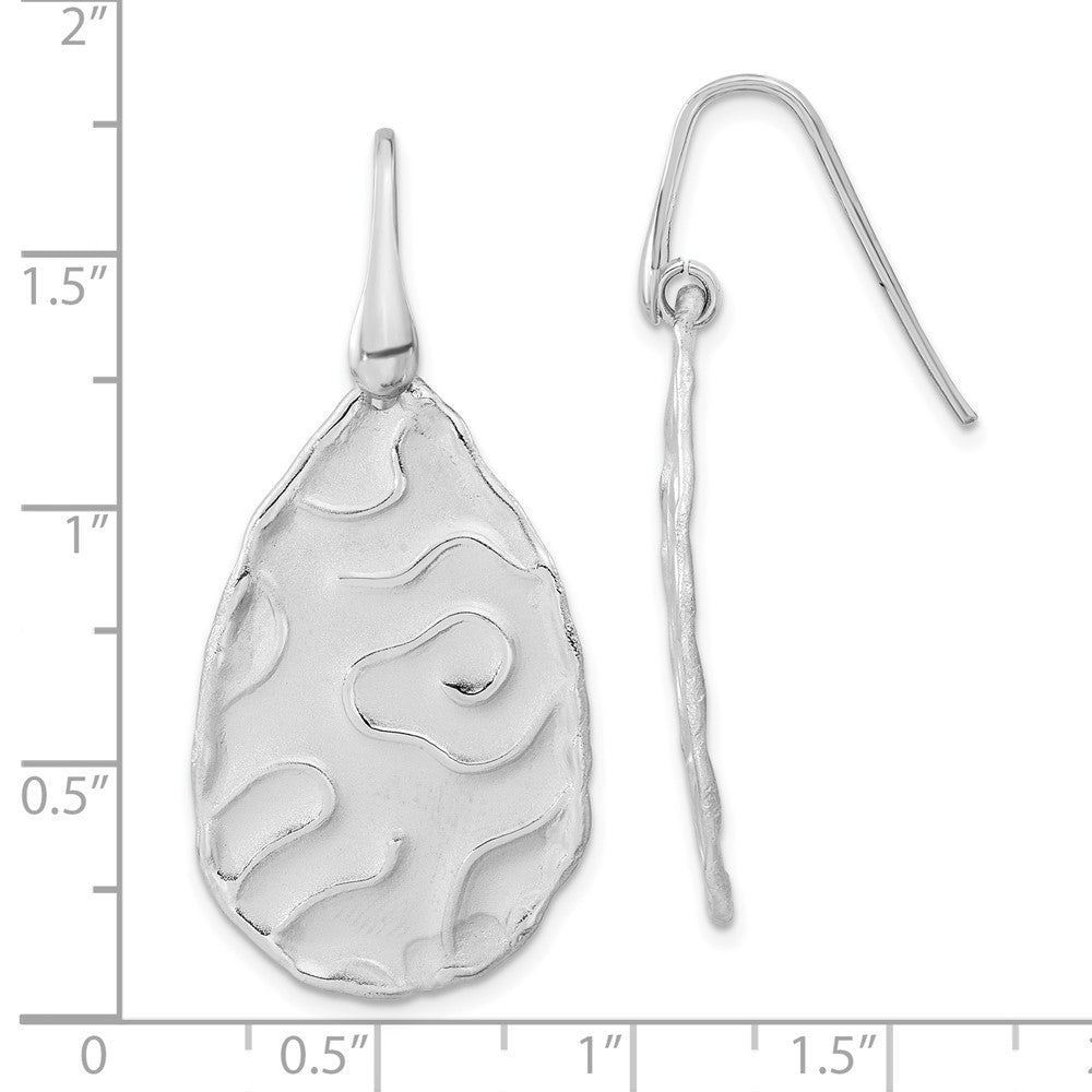 Sterling Silver Rhodium-plated Satin Finish Dangle Earrings