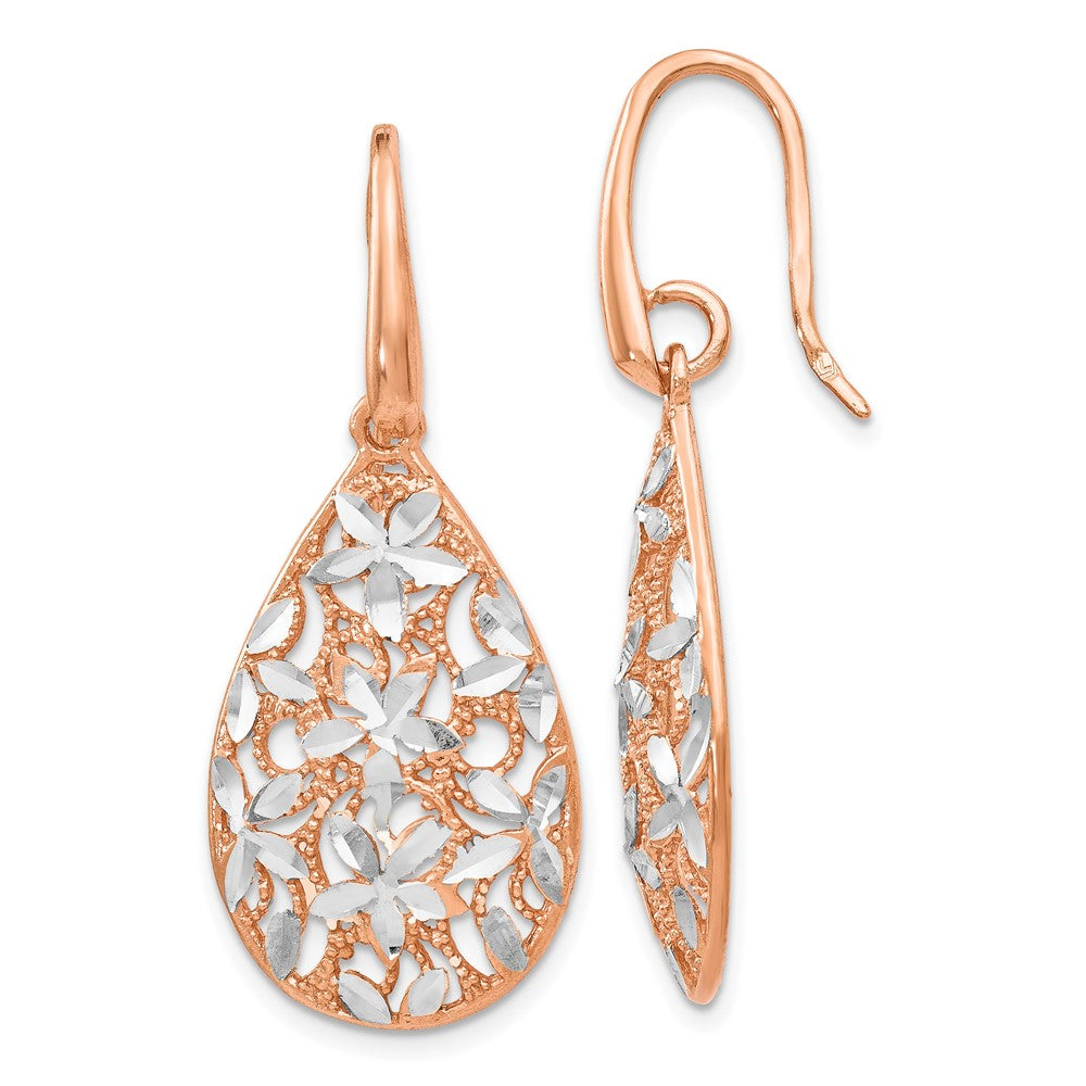 Sterling Silver Rose Gold-toned Polished Textured Earrings