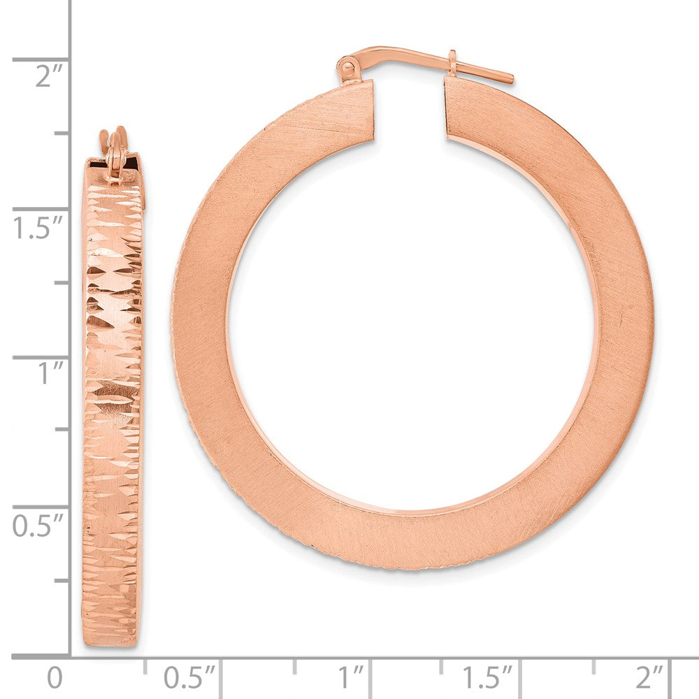Sterling Silver Rose Gold-plated Brushed & D/C Hoop Earrings