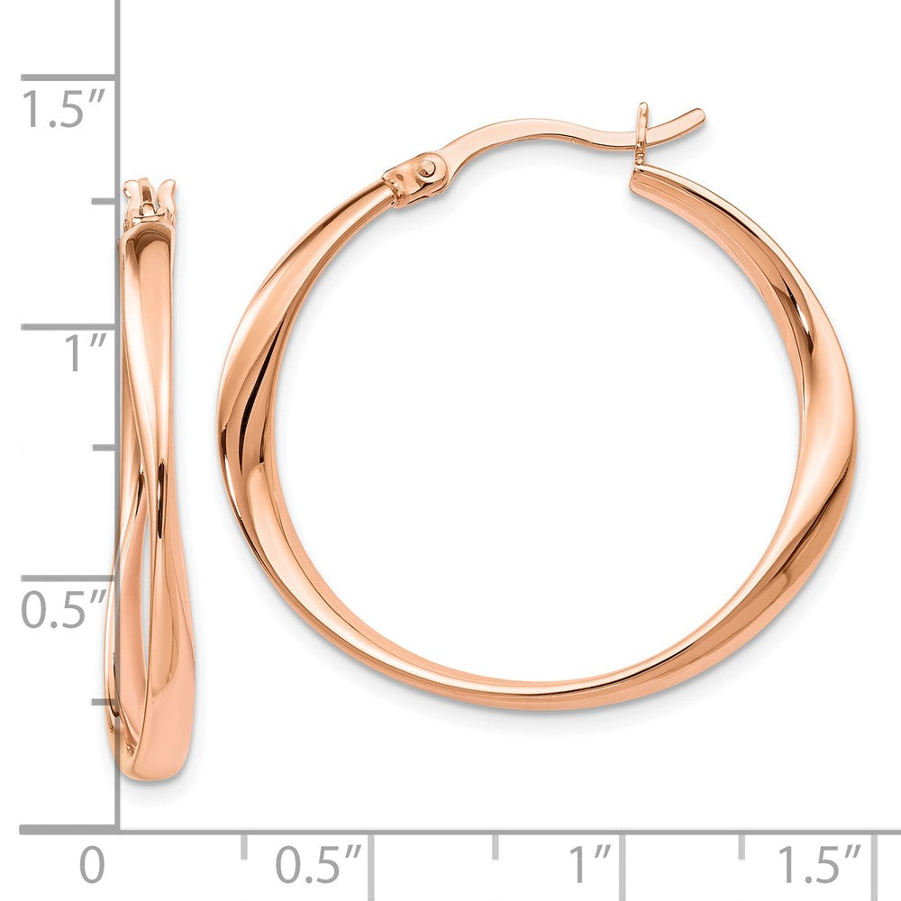 Sterling Silver Rose Gold-plated Polished Hoop Earrings