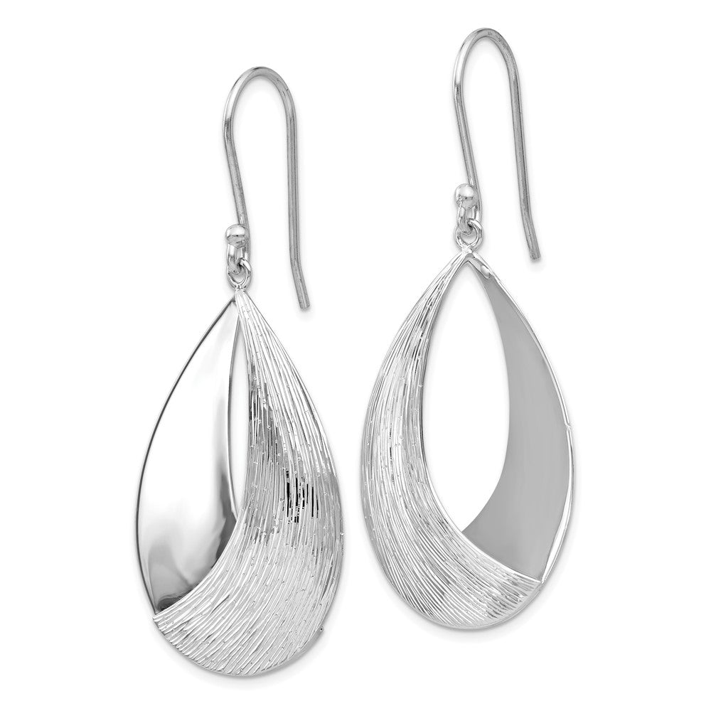 Sterling Silver Polished and Textured Dangle Earrings