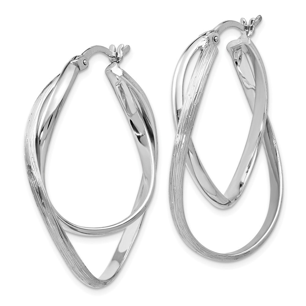 Sterling Silver Polished and Textured Hoop Earrings
