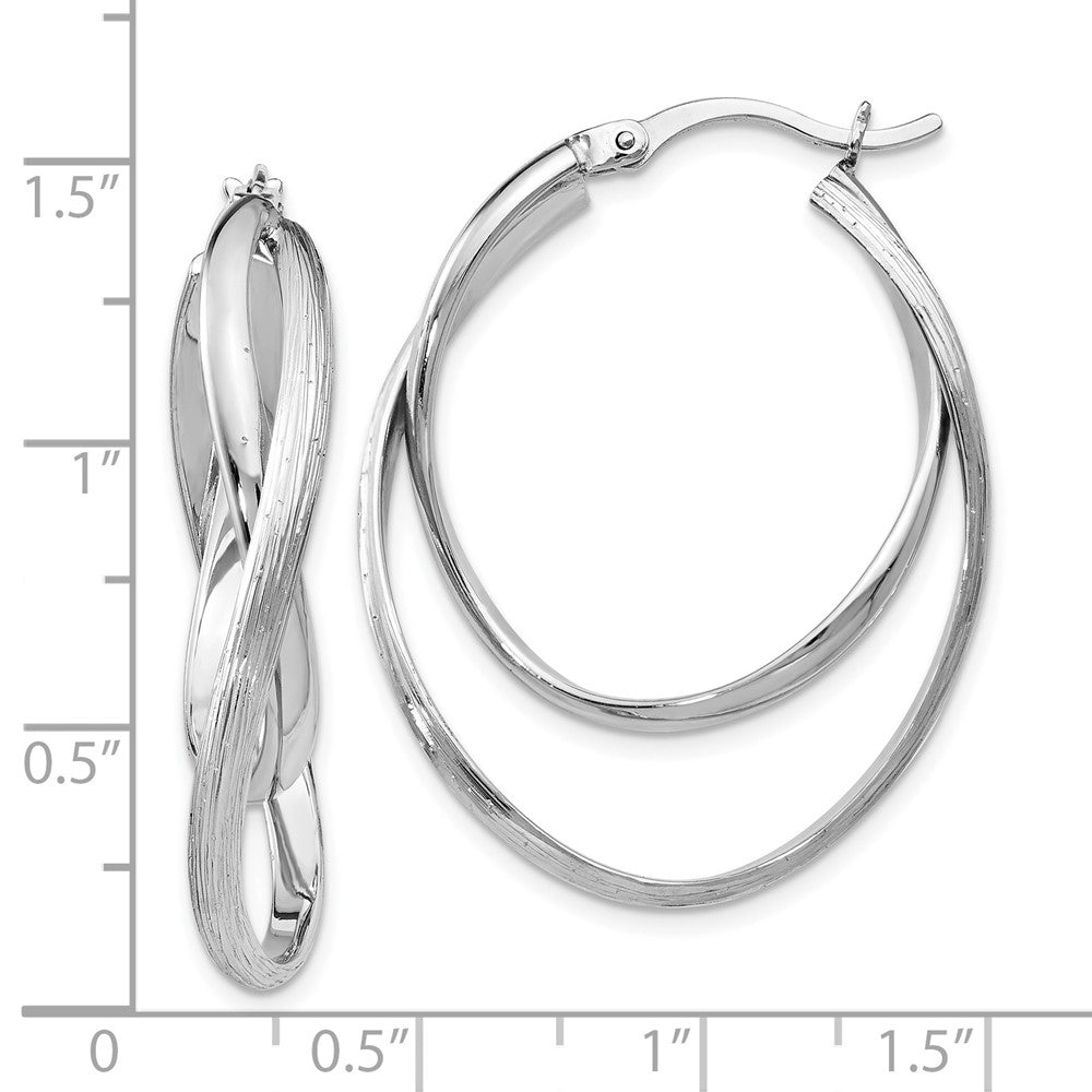 Sterling Silver Polished and Textured Hoop Earrings