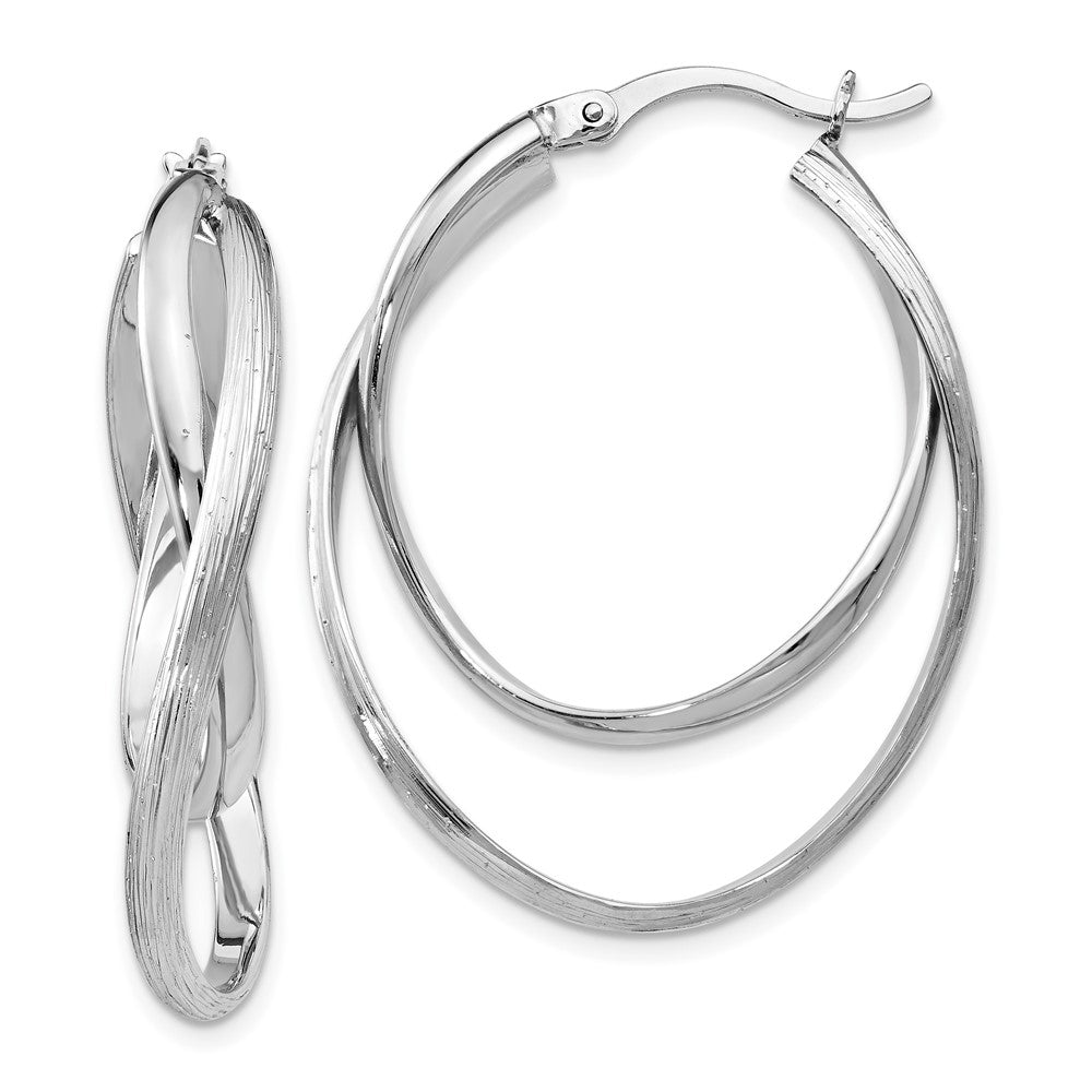 Sterling Silver Polished and Textured Hoop Earrings