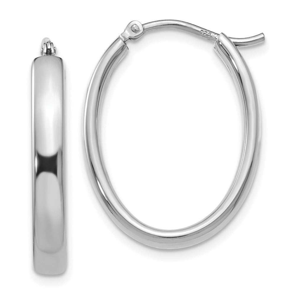 Sterling Silver Polished Oval Hoop Earrings