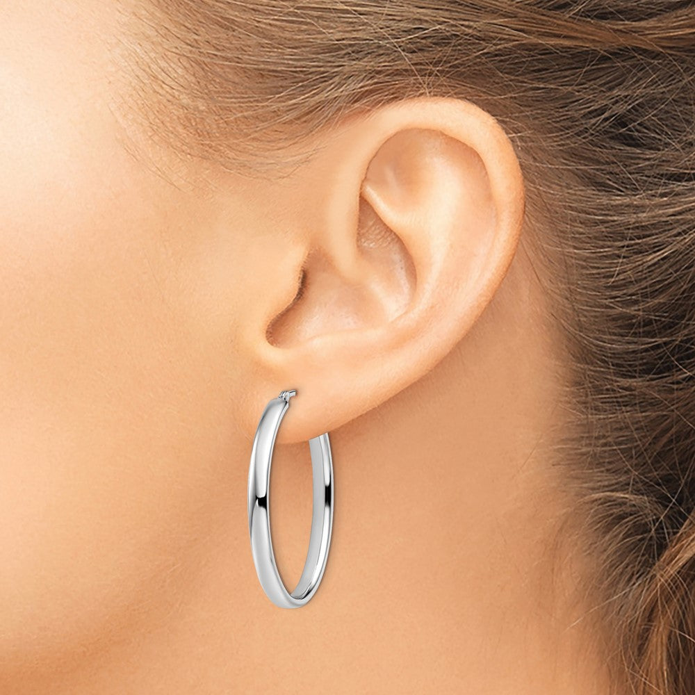 Sterling Silver Polished Oval Hoop Earrings