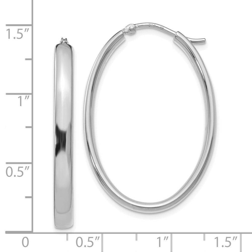 Sterling Silver Polished Oval Hoop Earrings
