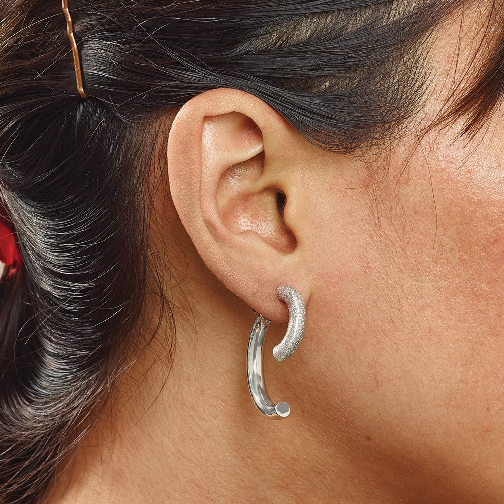 Sterling Silver Polished D/C Removable Front Back Earrings