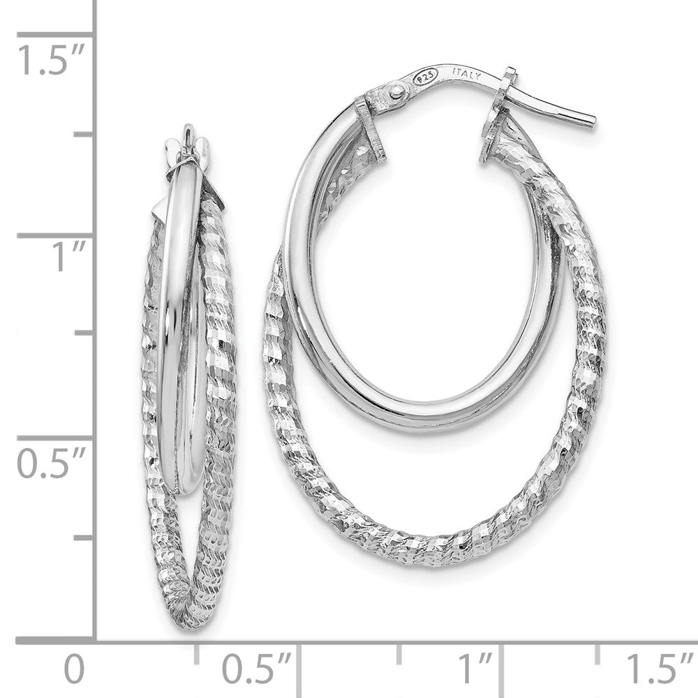 Sterling Silver Polished D/C Oval Hoop Earrings