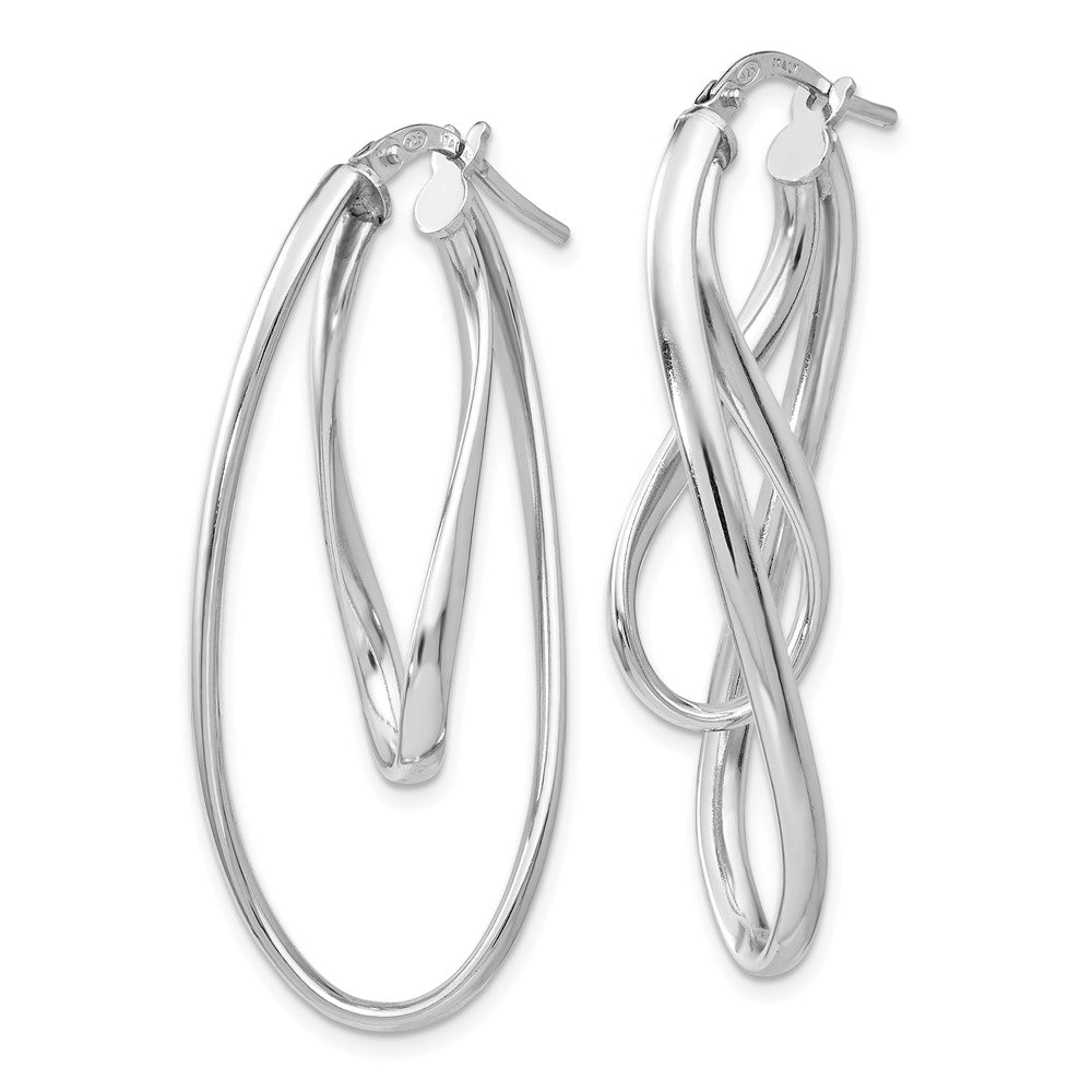 Sterling Silver Polished Twisted Oval Hoop Earrings