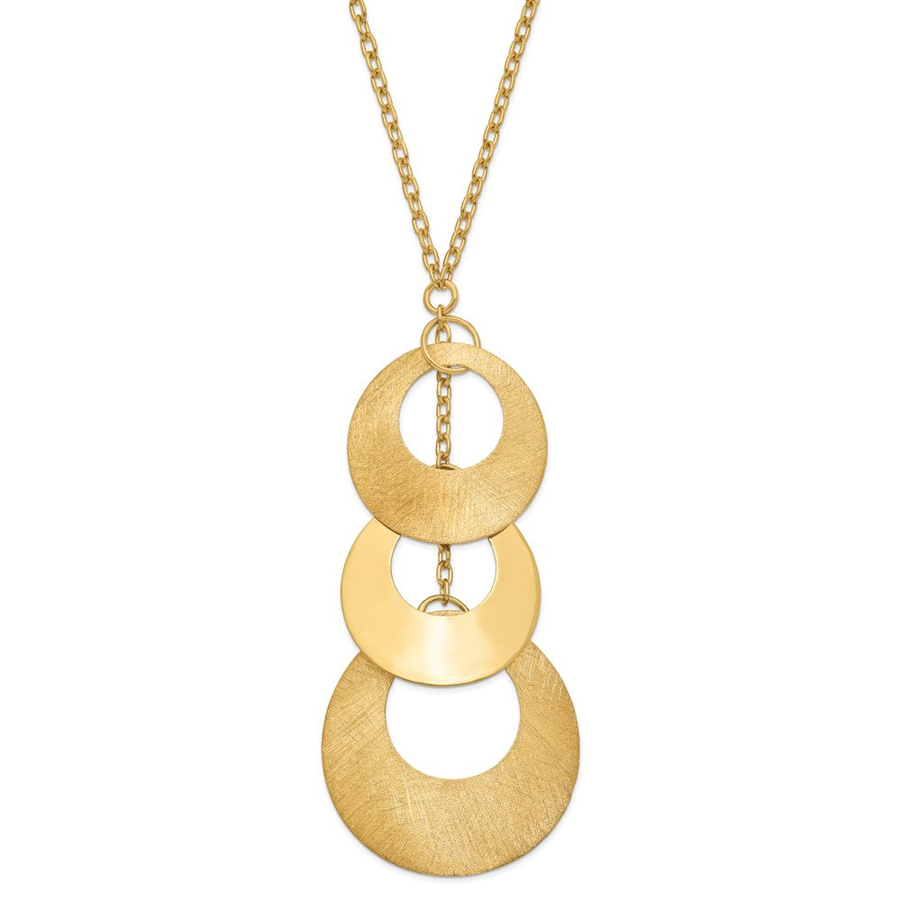 Sterling Silver & 14k Gold-plated Brushed/Polished Circle Necklace