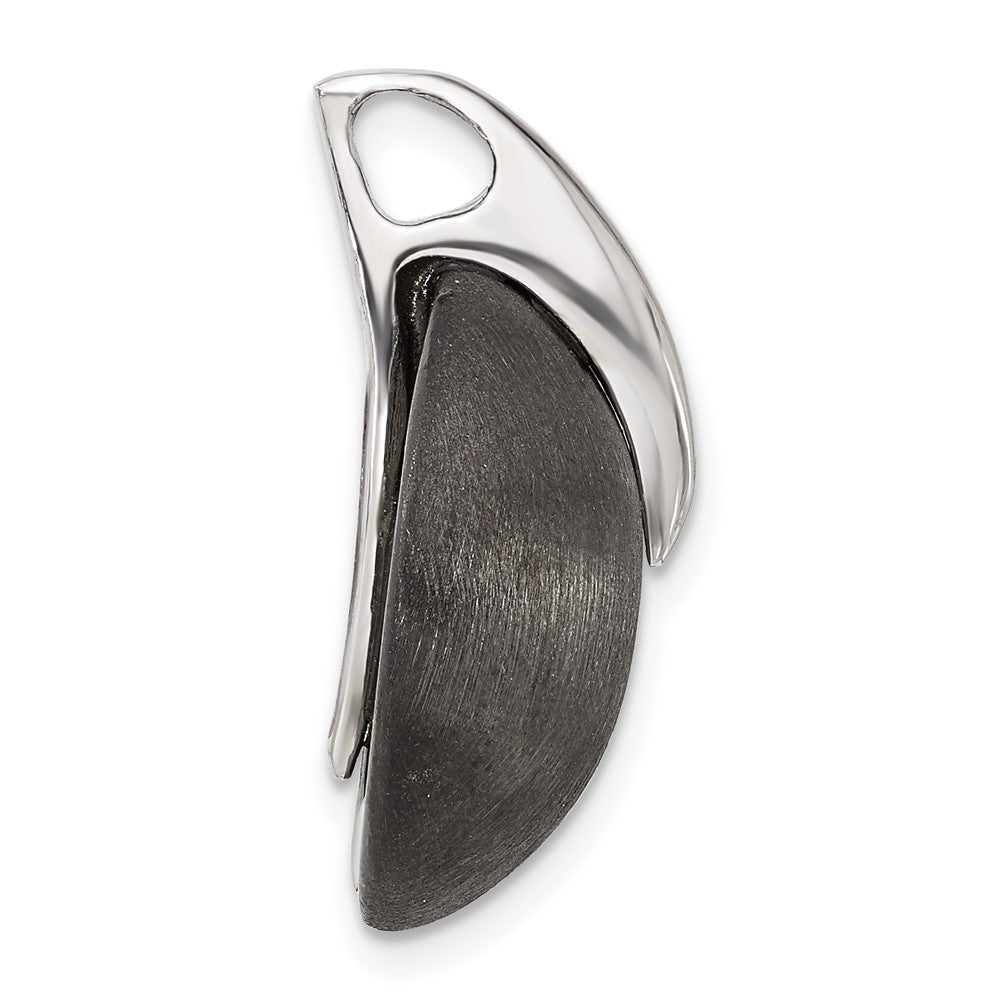 Sterling Silver & Ruthenium Polished & Brushed Circle Pendant