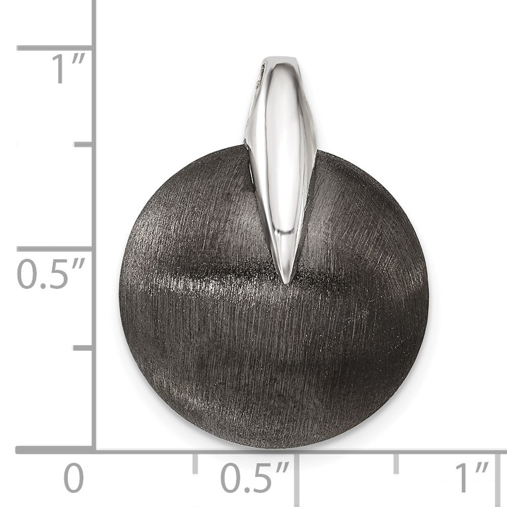Sterling Silver & Ruthenium Polished & Brushed Circle Pendant