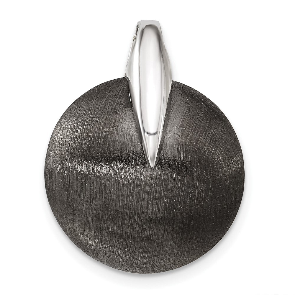 Sterling Silver & Ruthenium Polished & Brushed Circle Pendant