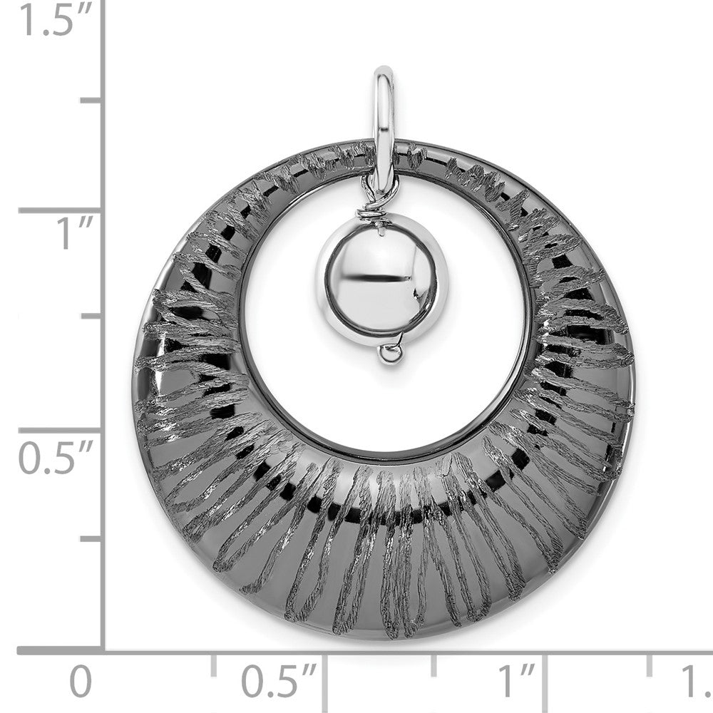 Sterling Silver Ruthenium-plated Polished & Textured Pendant