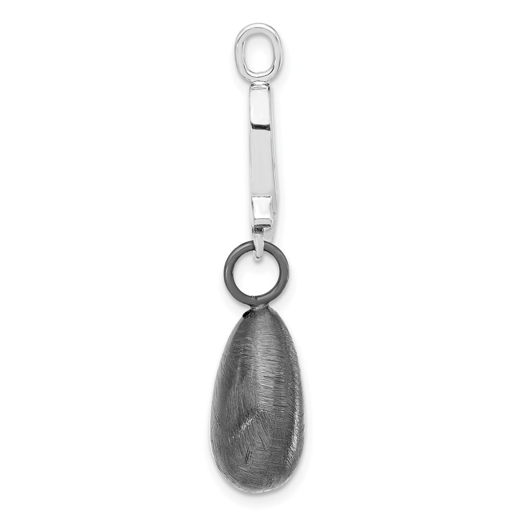 SS Ruthenium-plated Polished & Scratch Finish Teardrop Pendant