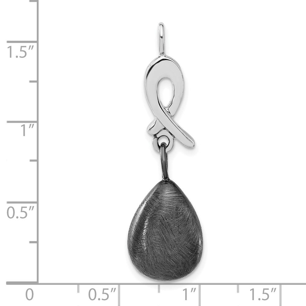 SS Ruthenium-plated Polished & Scratch Finish Teardrop Pendant