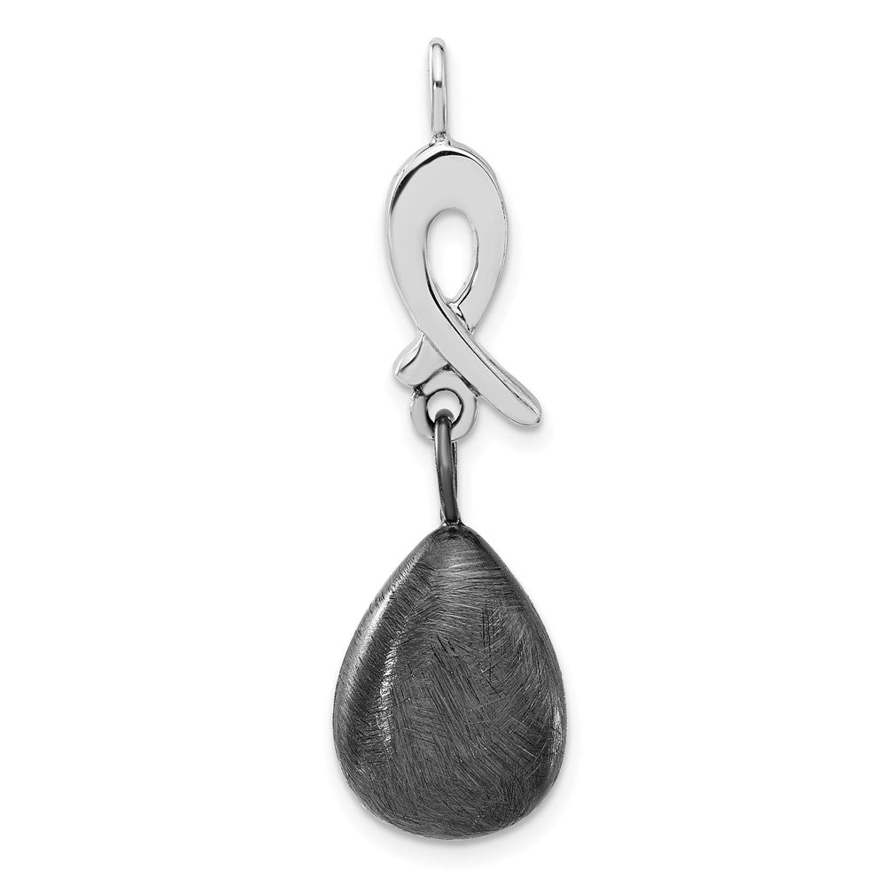 SS Ruthenium-plated Polished & Scratch Finish Teardrop Pendant