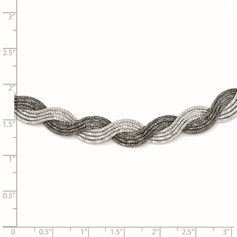 Sterling Silver Ruthenium-plated Diamond-cut Necklace