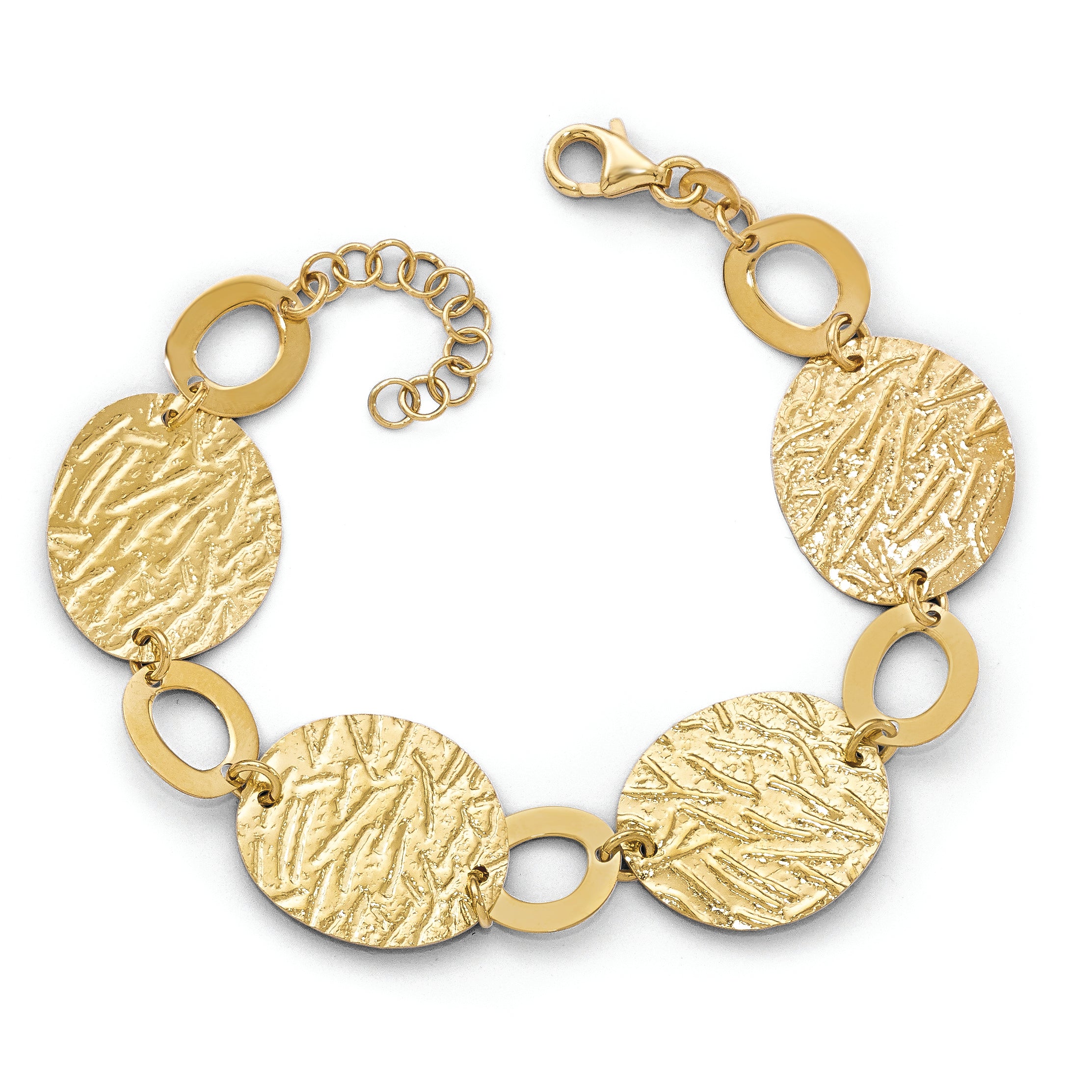 Sterling Silver Gold-plated Textured w/1in Bracelet