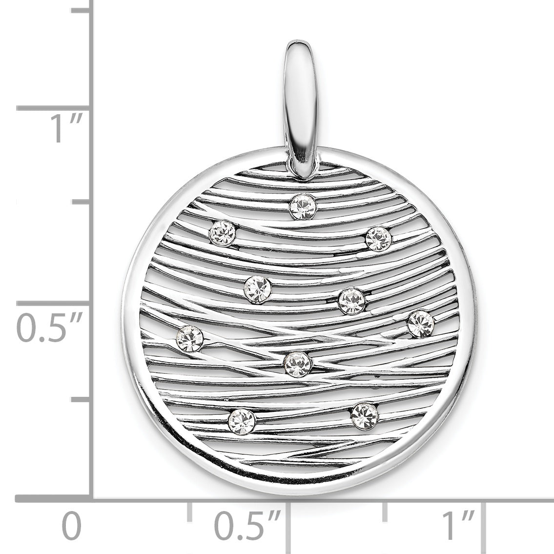 Sterling Silver RH-plated Polished Preciosa Crystal Pendant