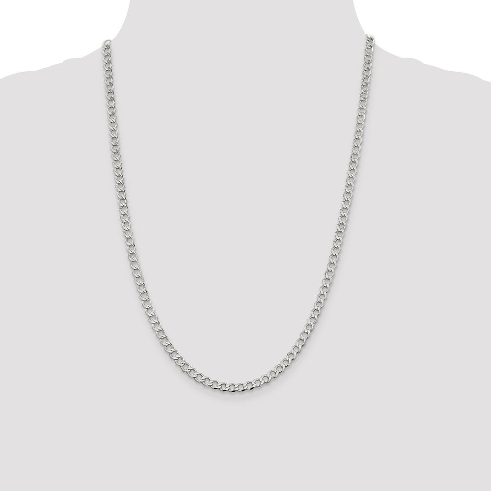Sterling Silver 4.5mm Semi-solid Flat Curb Chain