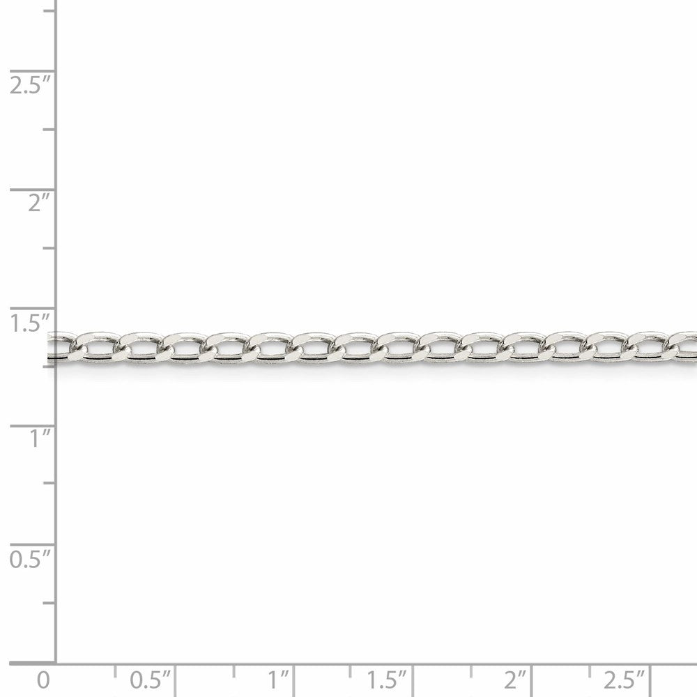 Amore La Vita Sterling Silver Rhodium-plated Polished 3.2mm 10 inch with Lobster Clasp Open Link Charm Anklet