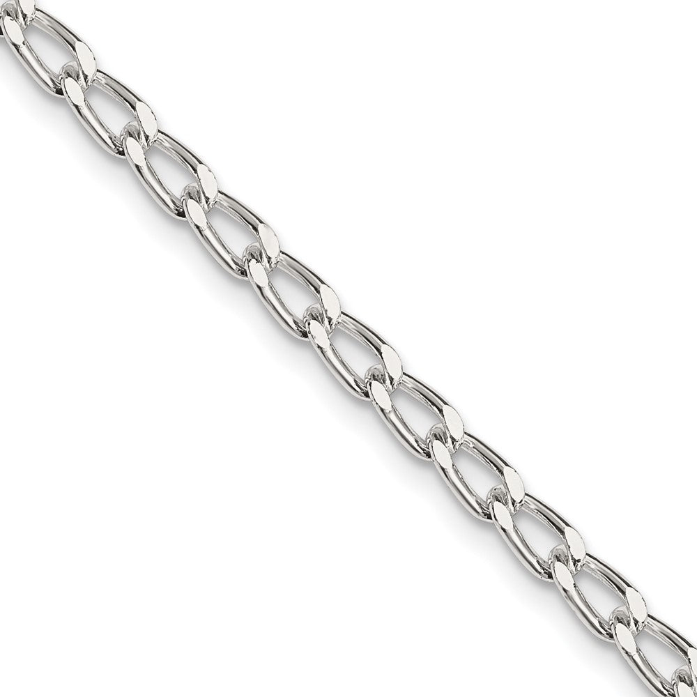 Amore La Vita Sterling Silver Rhodium-plated Polished 3.2mm 10 inch with Lobster Clasp Open Link Charm Anklet
