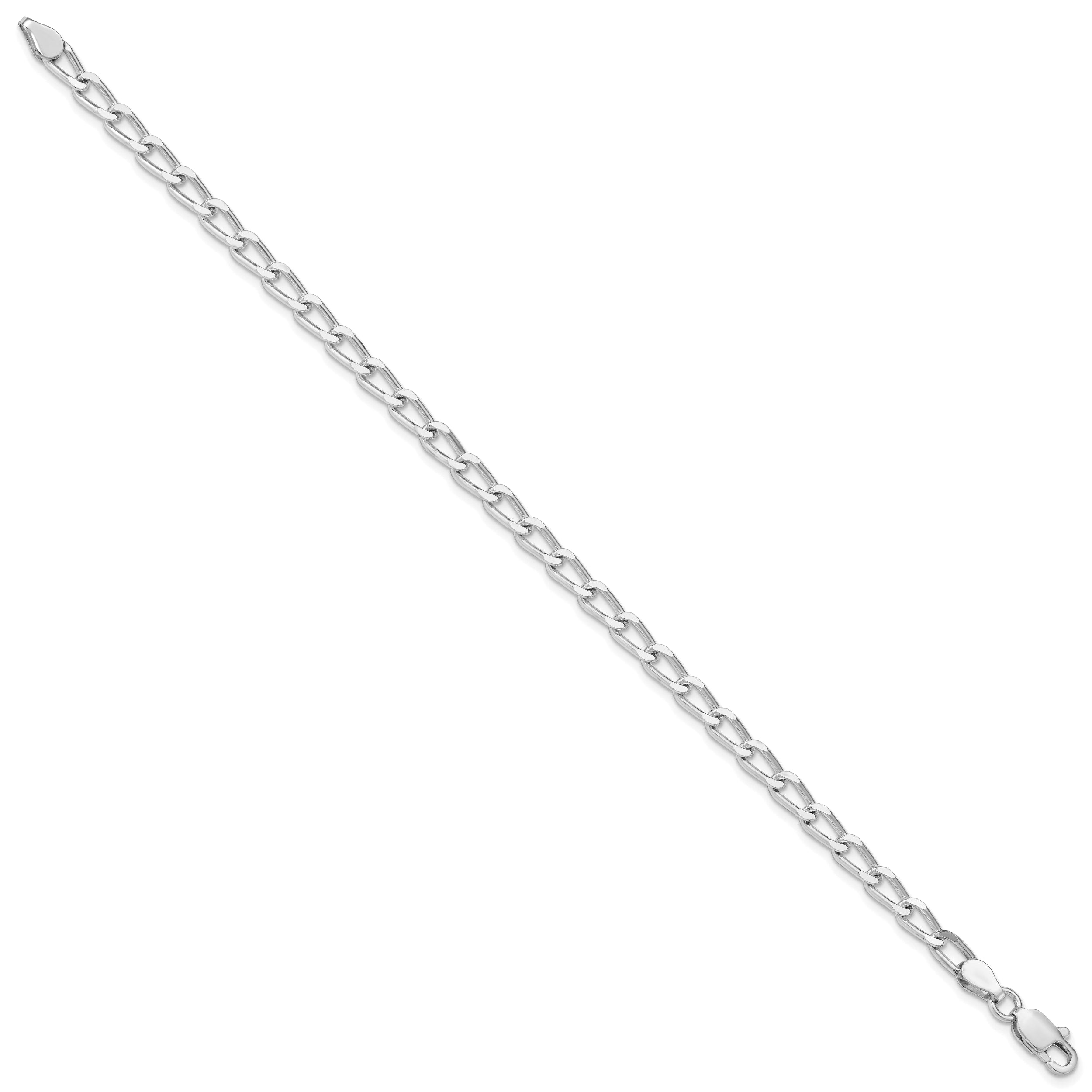 Amore La Vita Sterling Silver Rhodium-plated Polished 4.3mm 8 inch Open Link with Lobster Clasp Charm Bracelet