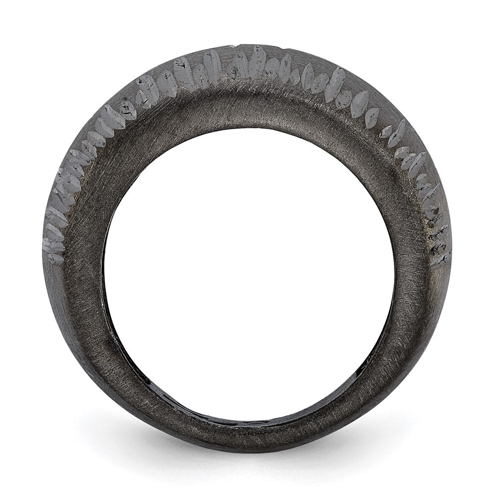 Sterling Silver Ruthenium-plated Brushed & D/C Ring