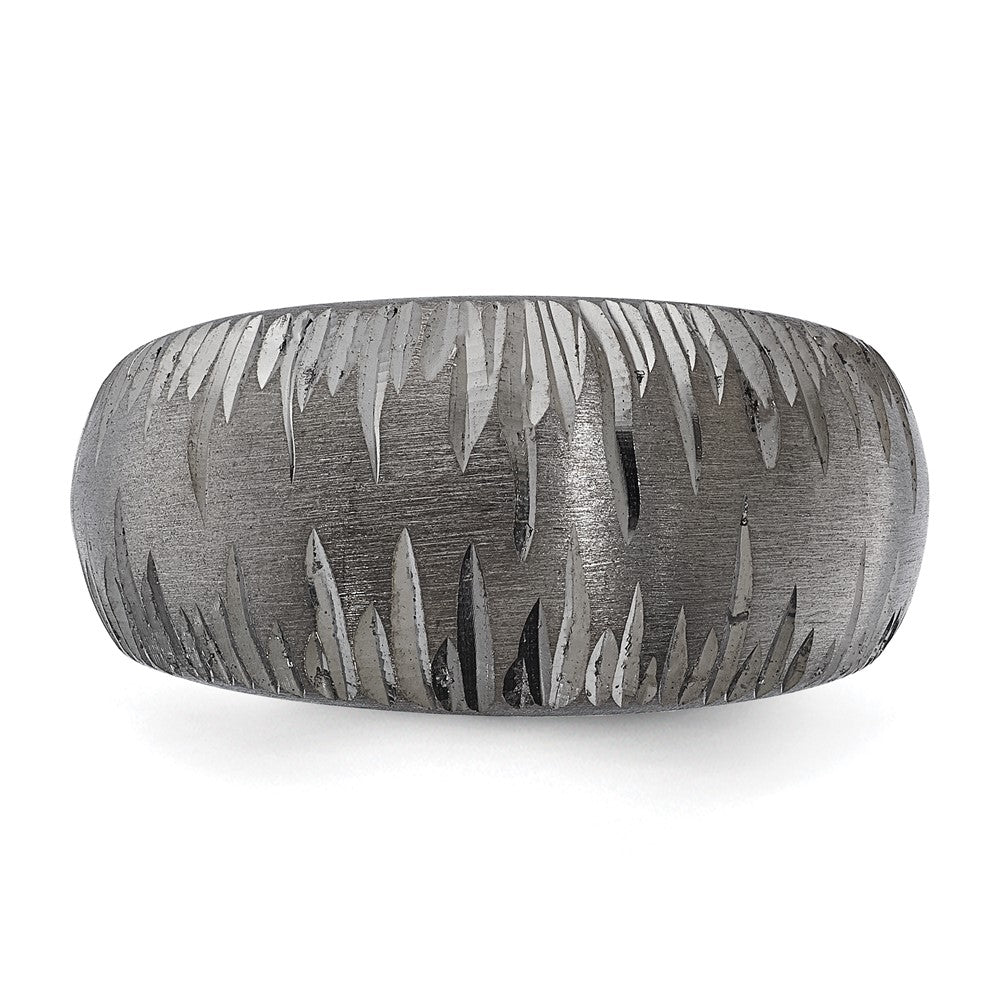 Sterling Silver Ruthenium-plated Brushed & D/C Ring