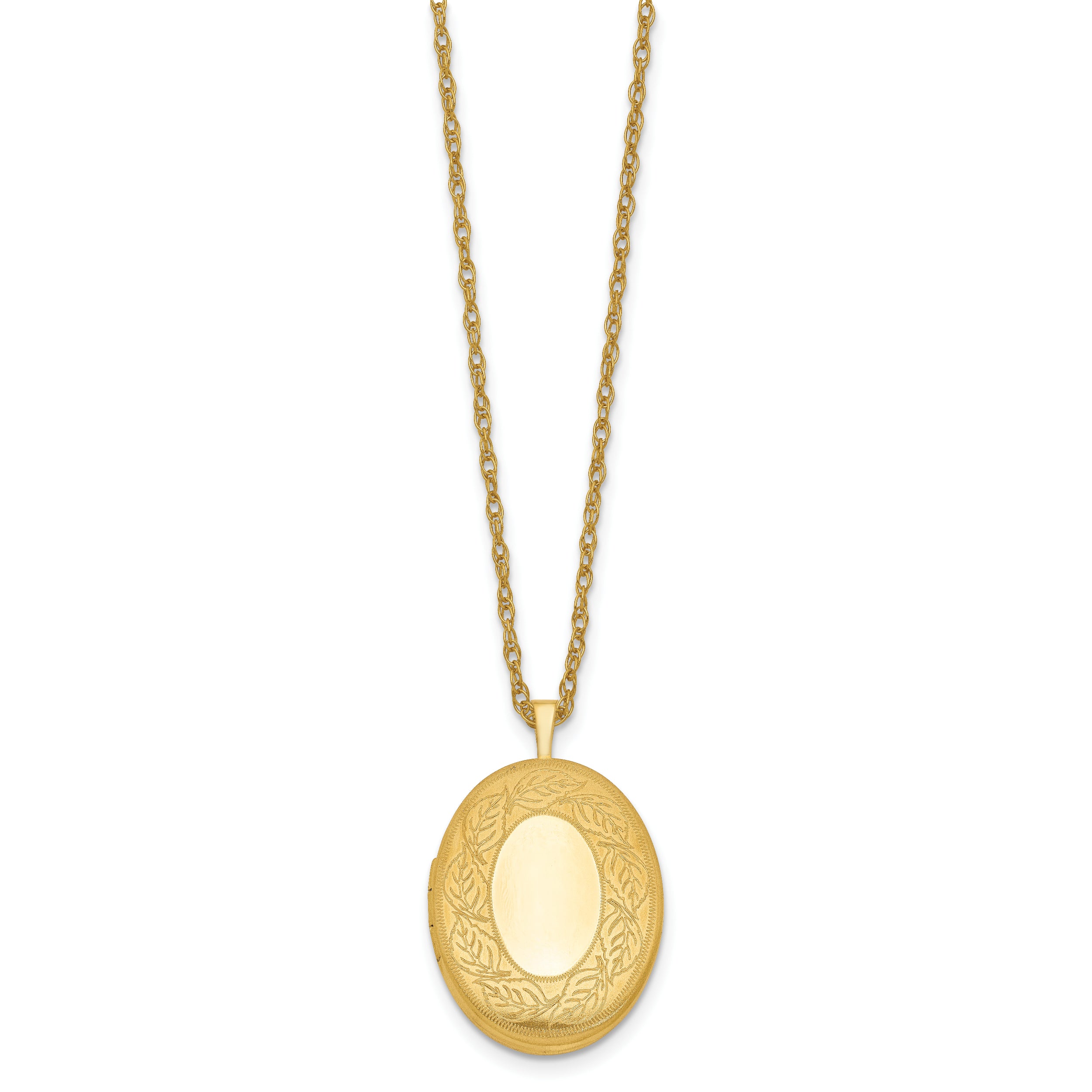1/20 Gold Filled 26mm Leaf Border Oval Locket Necklace