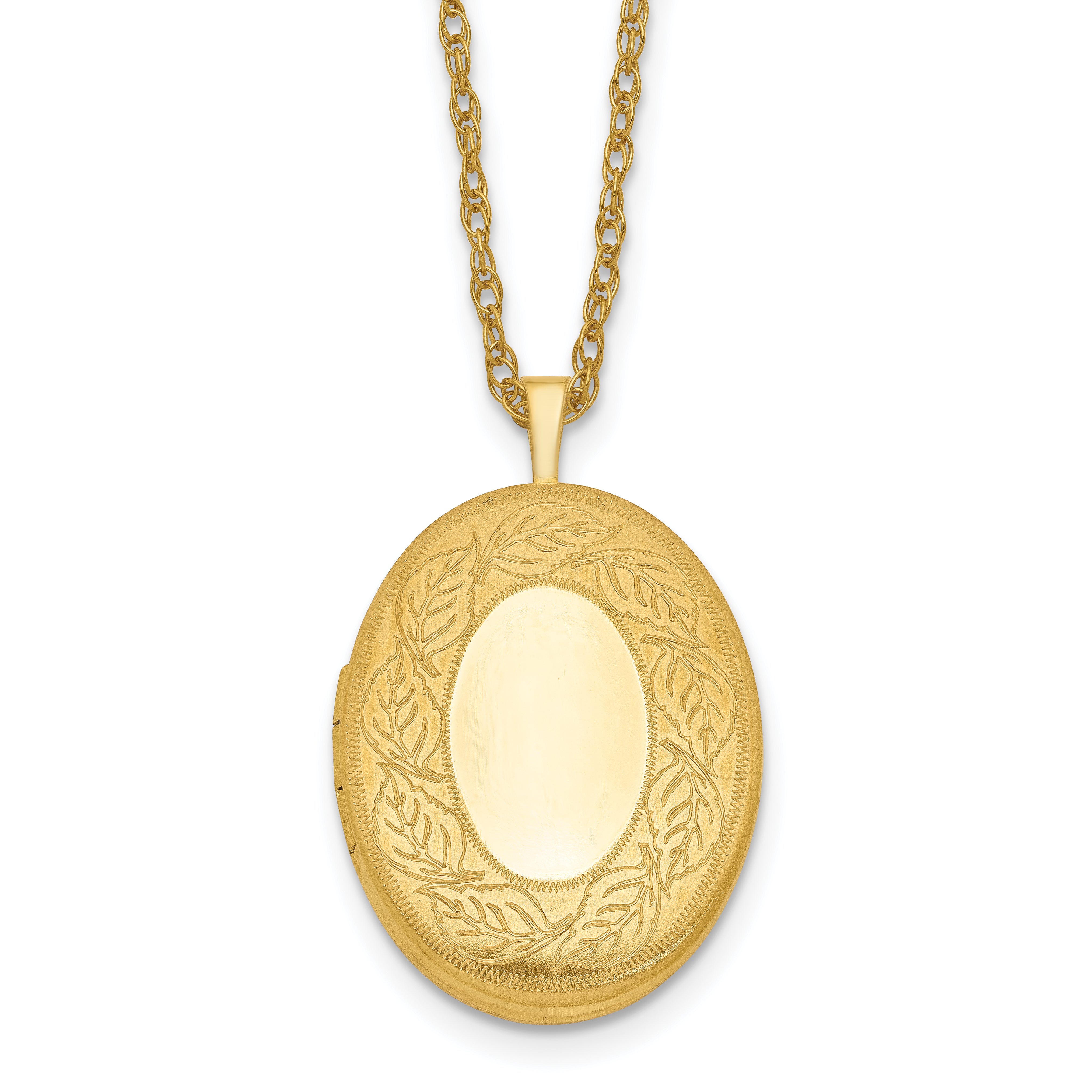 1/20 Gold Filled 26mm Leaf Border Oval Locket Necklace