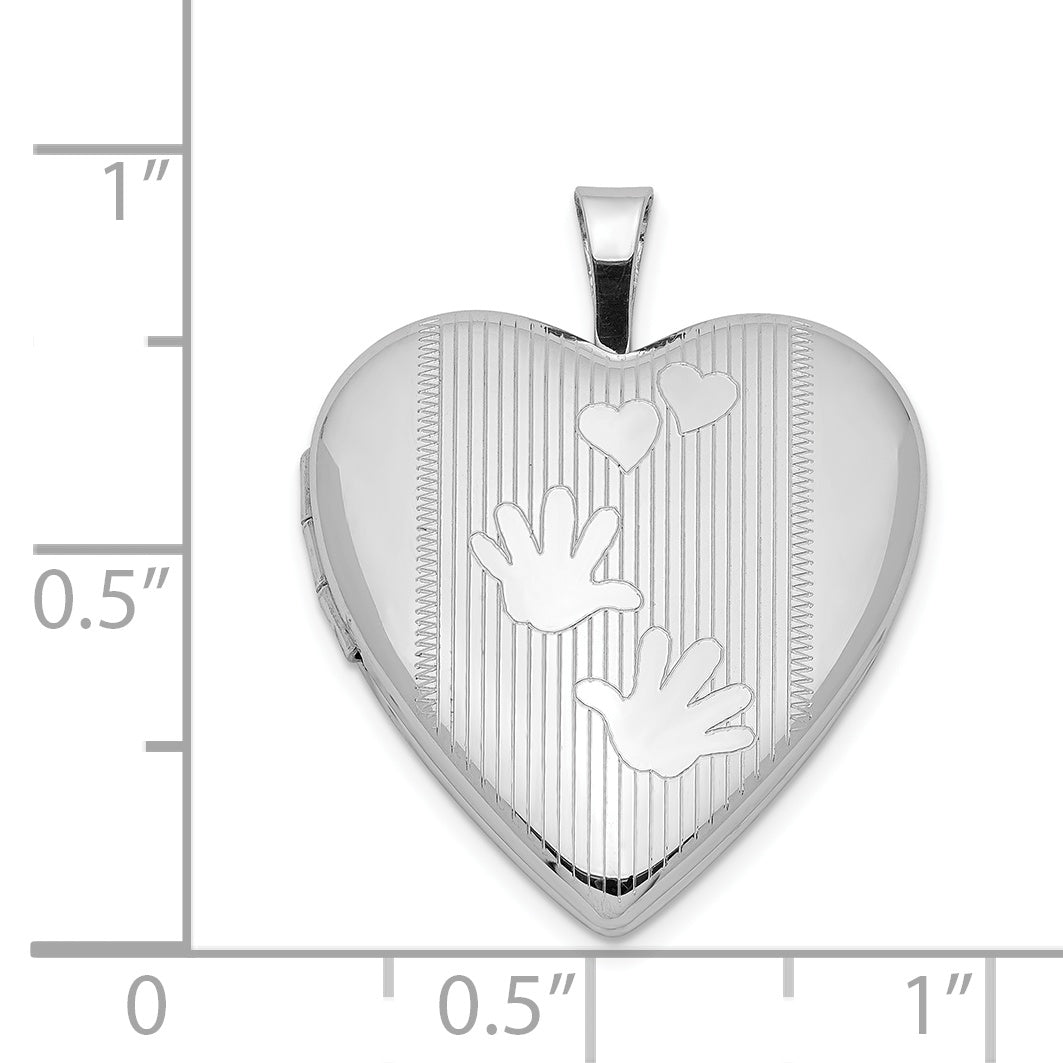 Sterling Silver Rhodium-Plated 20Mm Hands Heart Locket Qls405