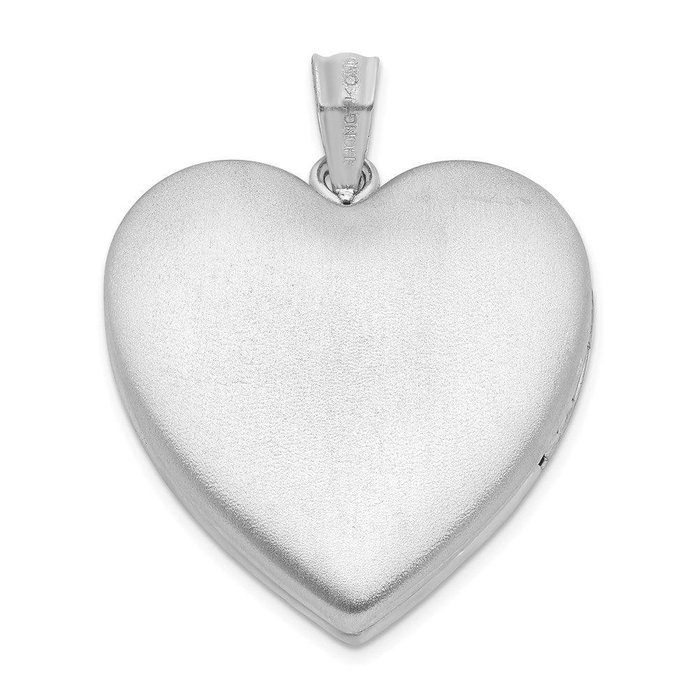 Sterling Silver Rhodium-plated 24mm Satin Enameled & D/C Rose Locket