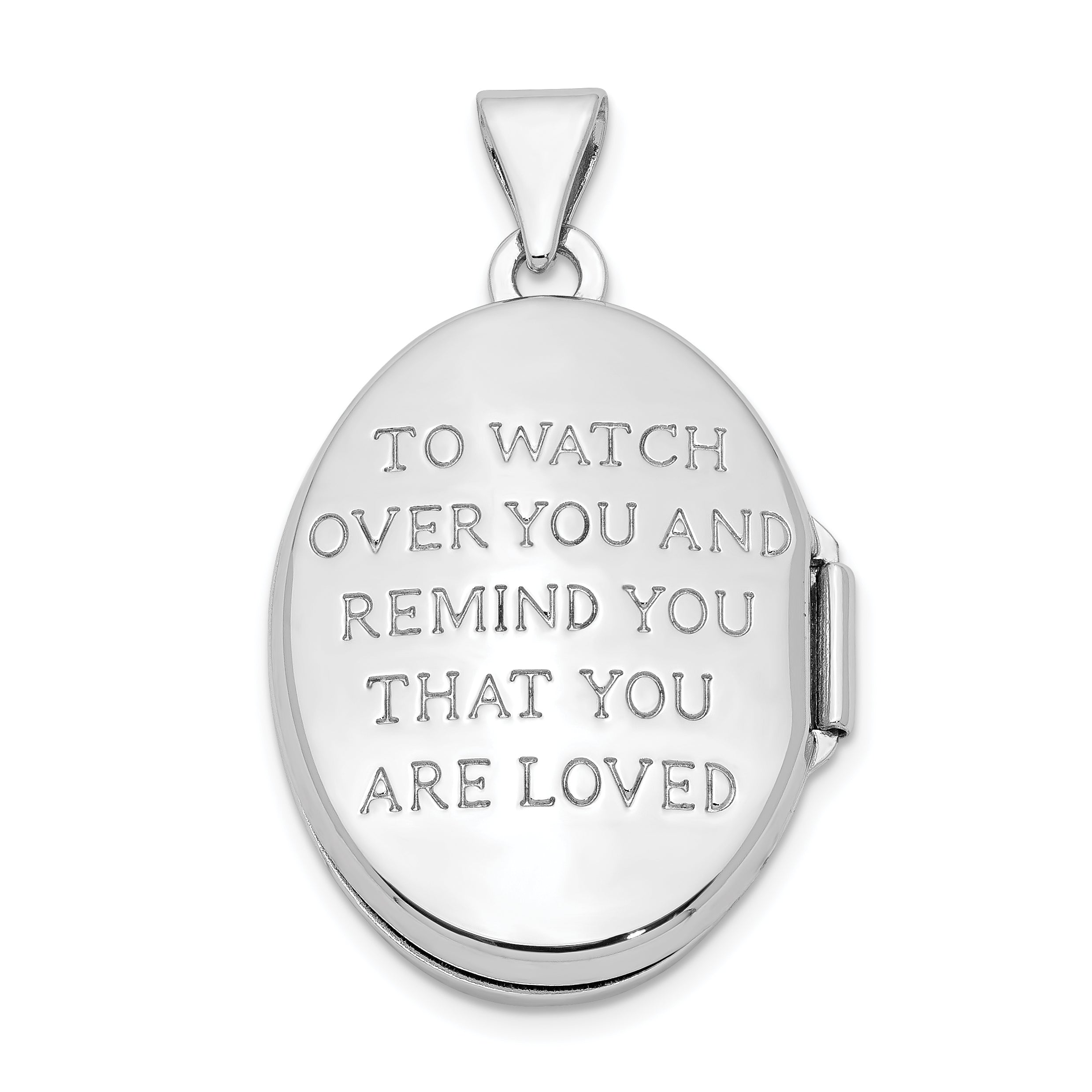 Sterling Silver Rhodium-plated & Gold-plated Guardian Angel Oval Locket