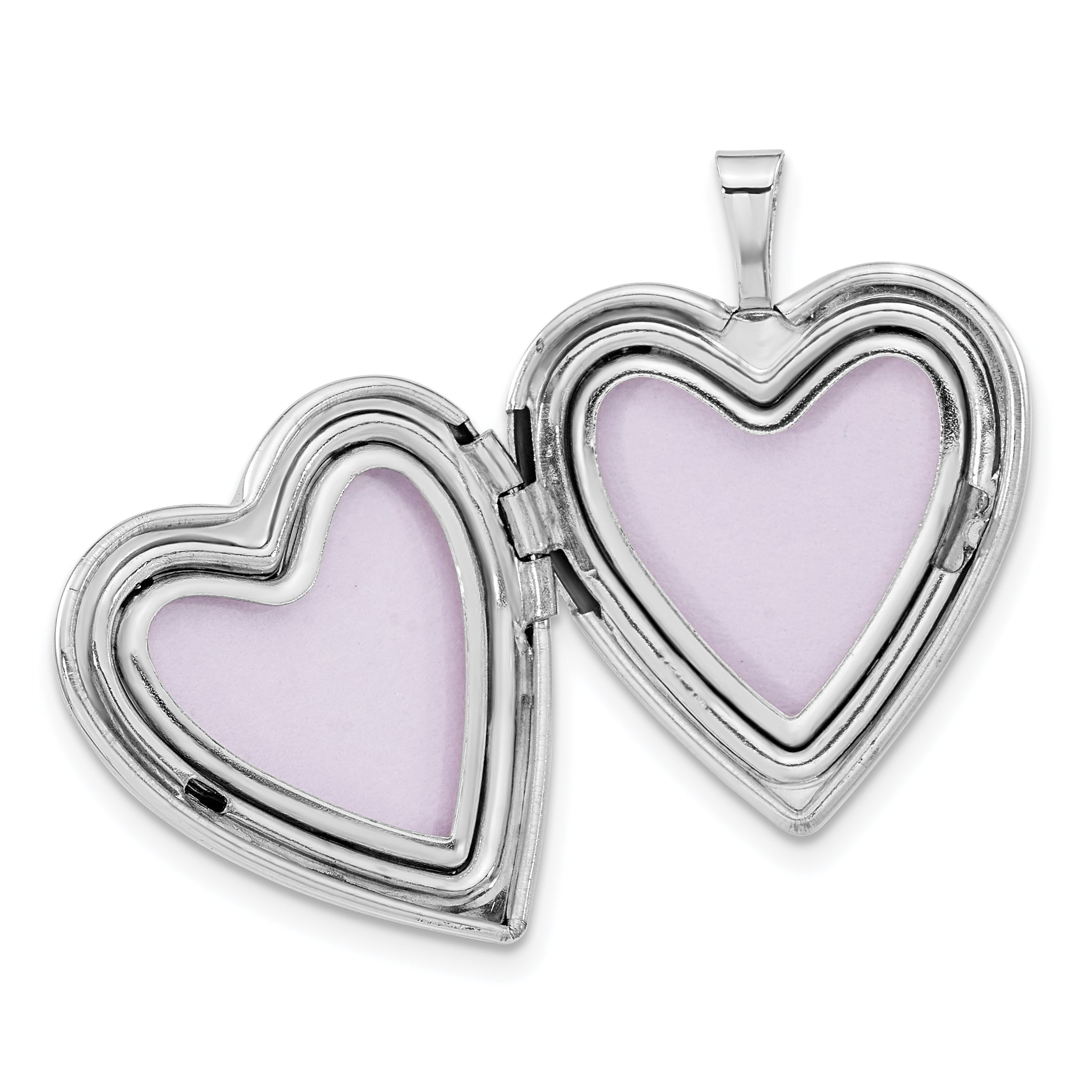 Sterling Silver Polished Crystal Heart Locket
