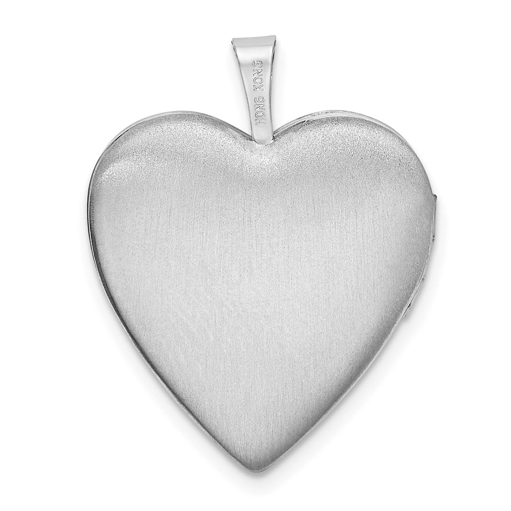 Sterling Silver Rhodium-plated Textured & Polished Paw Prints Heart Locket